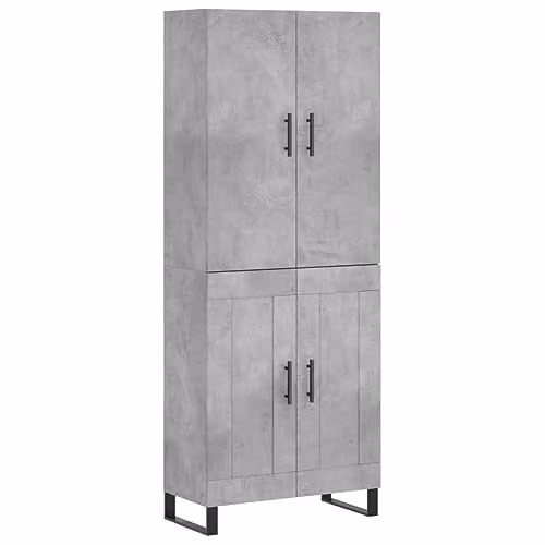 vidaXL Modern Highboard in Concrete Grey, W/D/H: 69.5 x 34 x 180 cm
