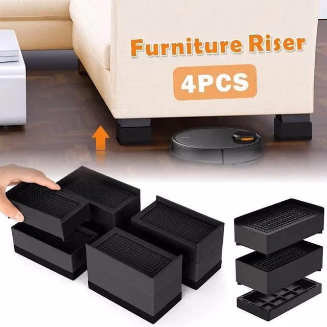 FORGEVIO Black Heavy Duty 3 Inch Bed Risers, 4 Piece Set