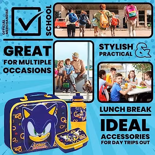 Get Trend Sonic the Hedgehog 3 Piece Insulated Lunch Set with 430ml Water Bottle, Multicolour – 4