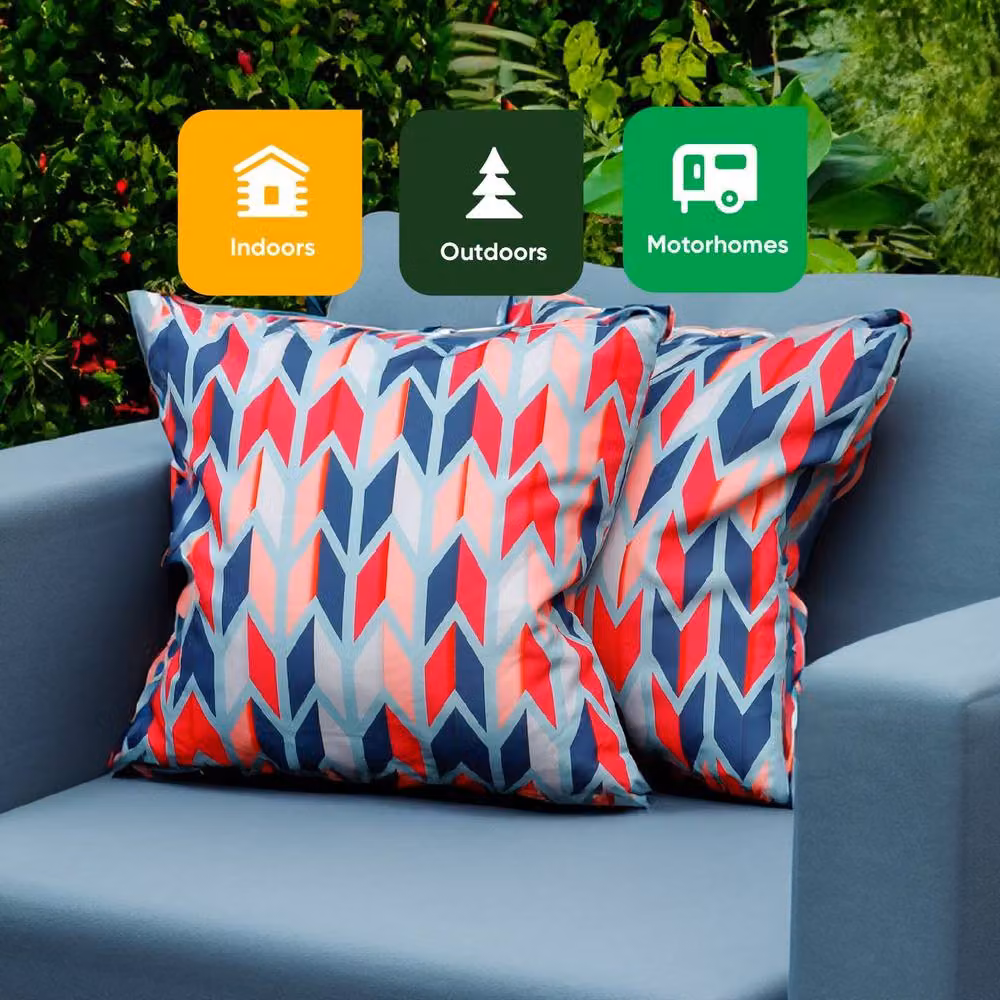 Gardenwize Pack of 2 Multicolour Arrow Design Outdoor Scatter Cushions, W/D/H: 45 x 45 x 45 cm – 6