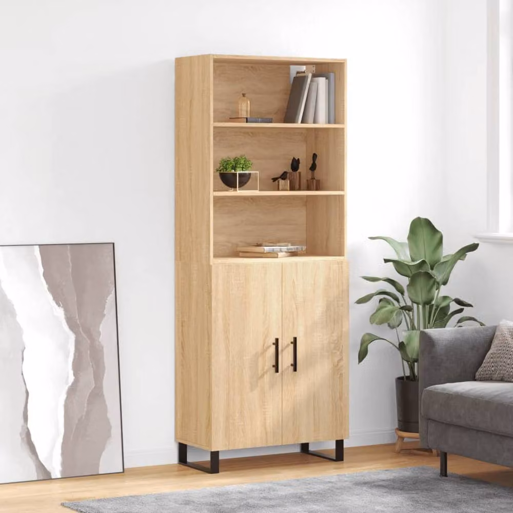 Berkfield Home Sonoma Oak Highboard in Brown, W/D/H: 69.5 x 34 x 180 cm – 2