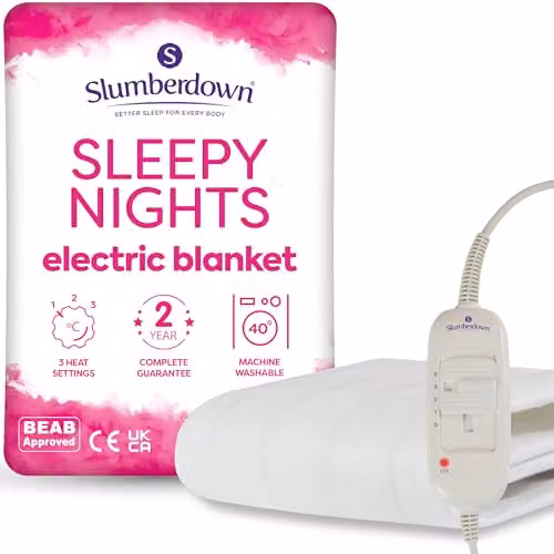 Slumberdown Sleepy Nights Small Single Electric Blanket in White, W: 122 cm