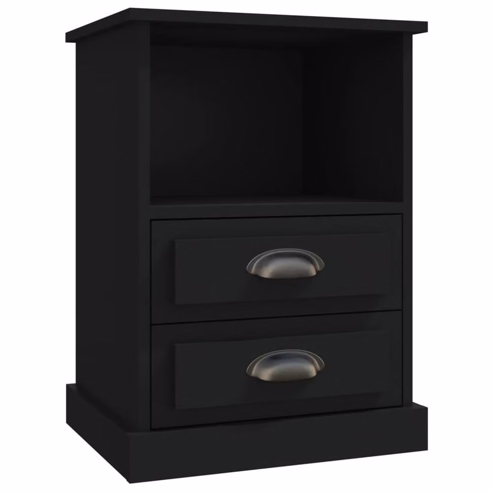 Berkfield Home Set of 2 Black Matt Bedside Cabinets W/D/H: 43 x 36 x 60 cm – 4