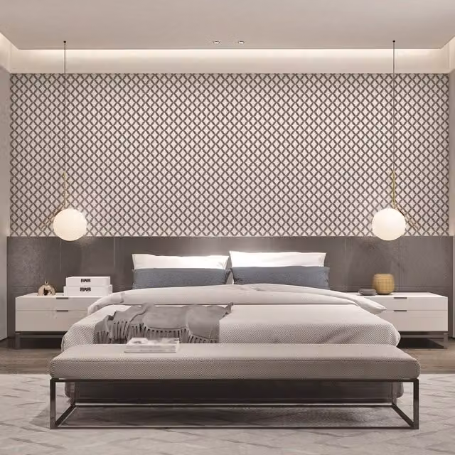 Debona Geometric Diamond Fabric Touch Vinyl Wallpaper in Black and Grey