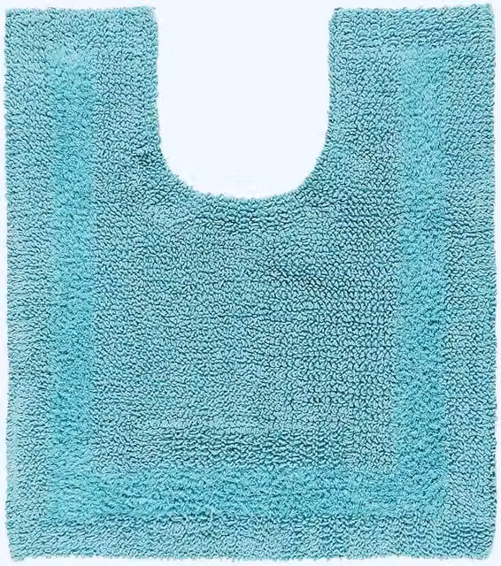 Homescapes Luxury Reversible Cotton Toilet Mat, Blue, W/D/H: 50 x 55 x 1 cm