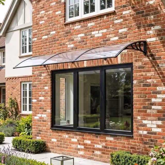 Breeins Transparent Outdoor Door Canopy with Drainage Channel and Aluminium and Polycarbonate Construction, Width: 100 cm, Length: 300 cm