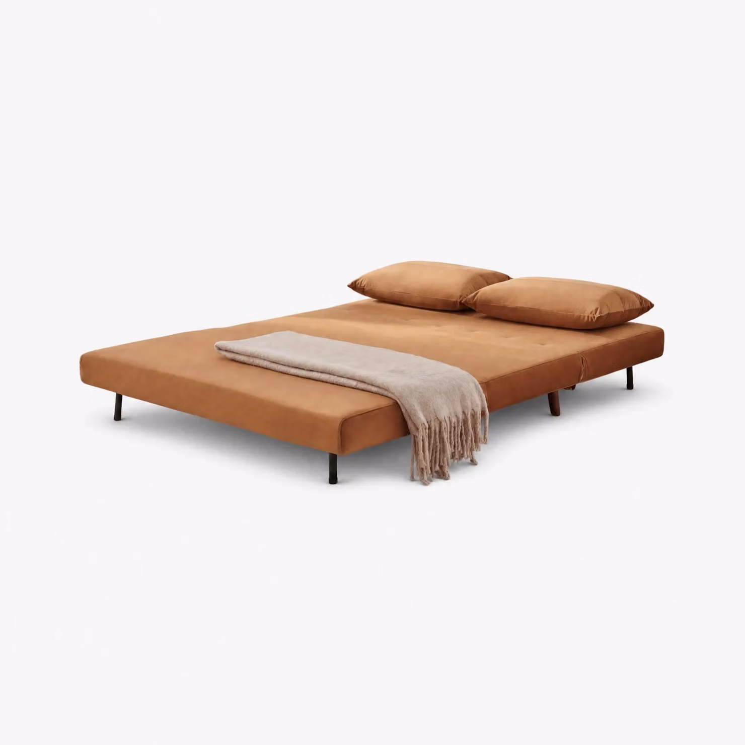 FurnitureboxUK Bobby Double Folding Sofa Bed in Orange Velvet with Solid Wood Frame and Scatter Cushions – 2