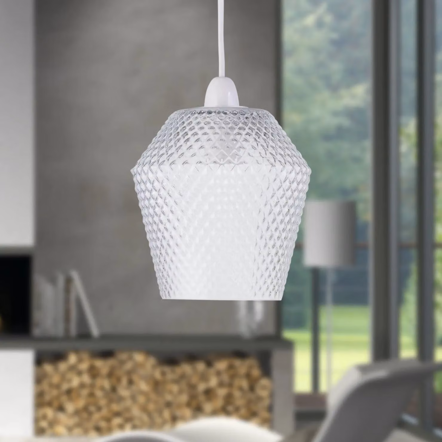 First Choice Lighting Porter Transparent Textured Glass Easy Fit Pendant Shade – 2