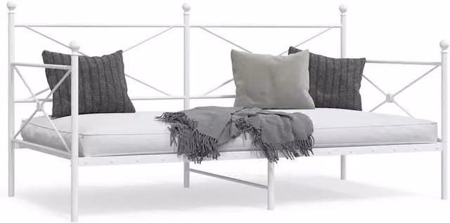 Berkfield Home Metal Day Bed in White, W: 107 cm, L: 203 cm – 1