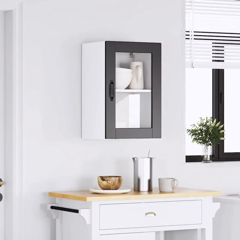Berkfield Home Porto Black Modern Kitchen Wall Cabinet with Glass Doors – 3