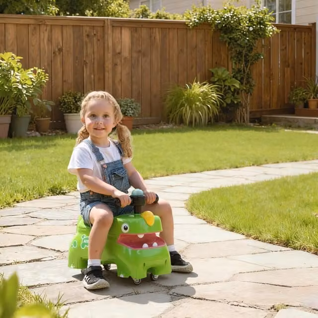 AIYAPLAY Dinosaur Ride-On Slider for Toddlers with Lights and Music, Green