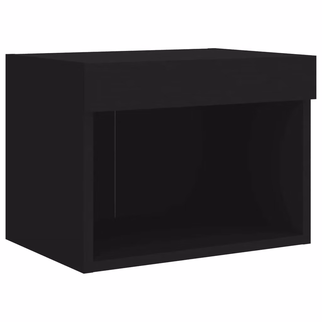 Berkfield Home Wall-mounted Black Bedside Cabinet with Integrated LED Lighting – 4