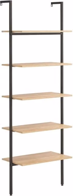 Berkfield Home 5-Tier Industrial Ladder Leaning Shelf in Light Brown and Black, W/D/H: 64 x 35 x 185 cm
