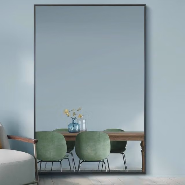 MirrorOutlet Artus Minimalist Rectangular Wall Mirror with Black Aluminium Edge
