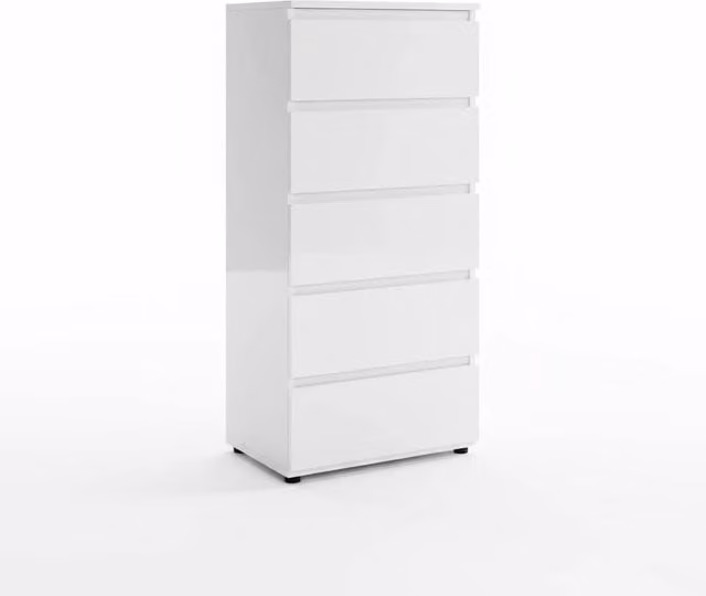 FORGEVIO White High Gloss 5 Drawer Chest of Drawers – 1