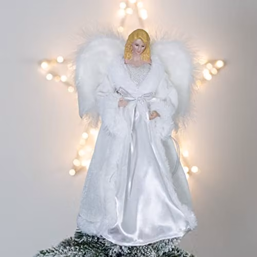 The Christmas Workshop 71099 White Diamante Angel Tree Topper, Height: 30 cm