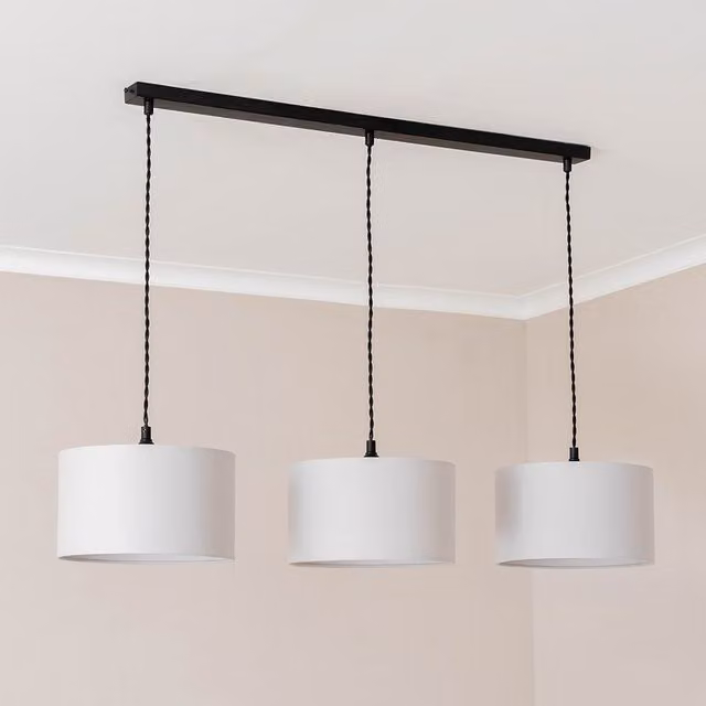 ValueLights Reni 3 Drop Bar Ceiling Pendant Light in Matte Black and Grey