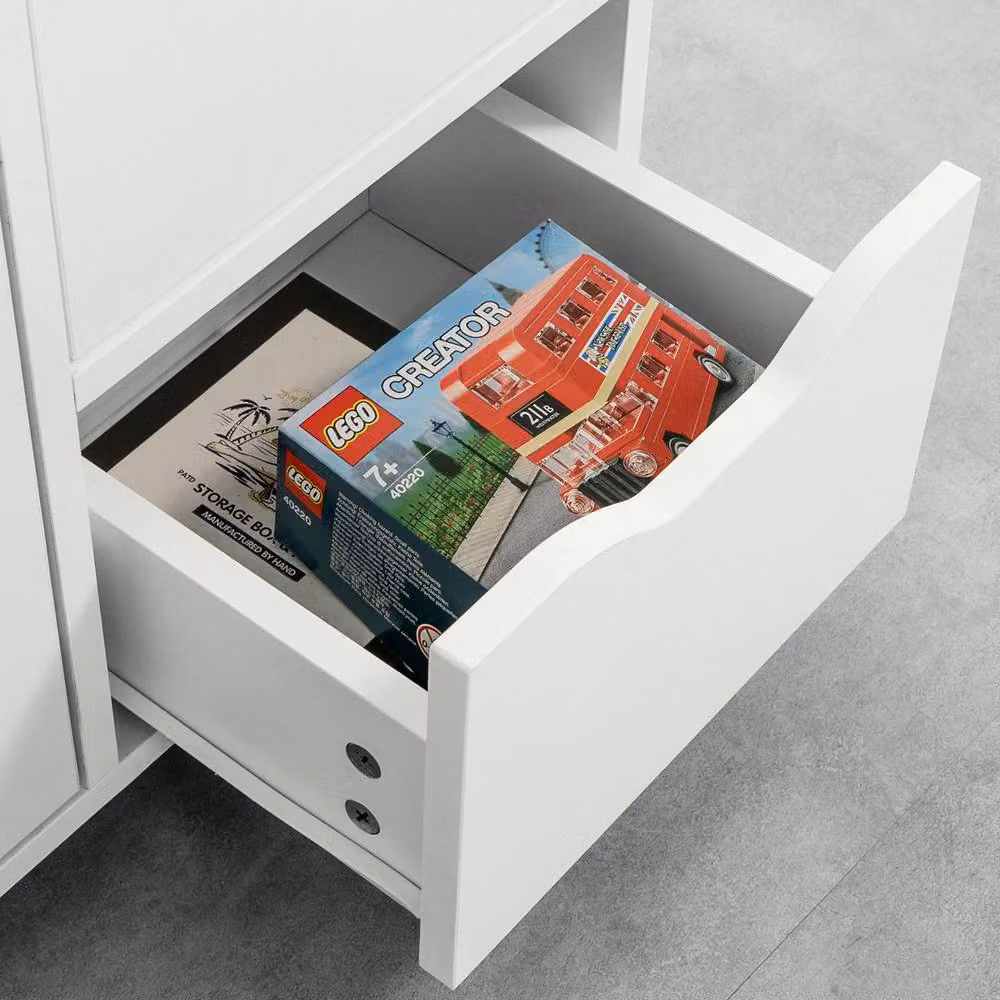 SoBuy Mobile Office Storage Cabinet in White with Castors – 4