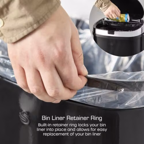Swan Townhouse Square Sensor Bin, Black, W: 25.0 cm, D: 34.0 cm, H: 62.0 cm – 4