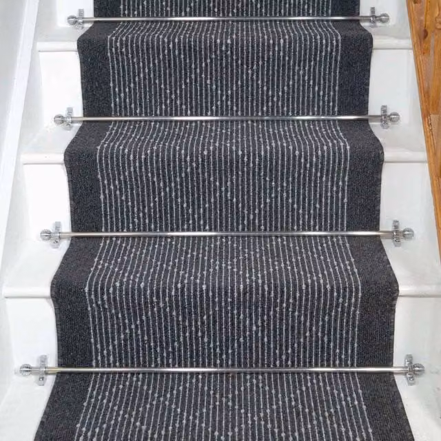 runrug Boulevard Non-Slip Stair Runner Carpet, Black, W: 80 cm, L: 570 cm