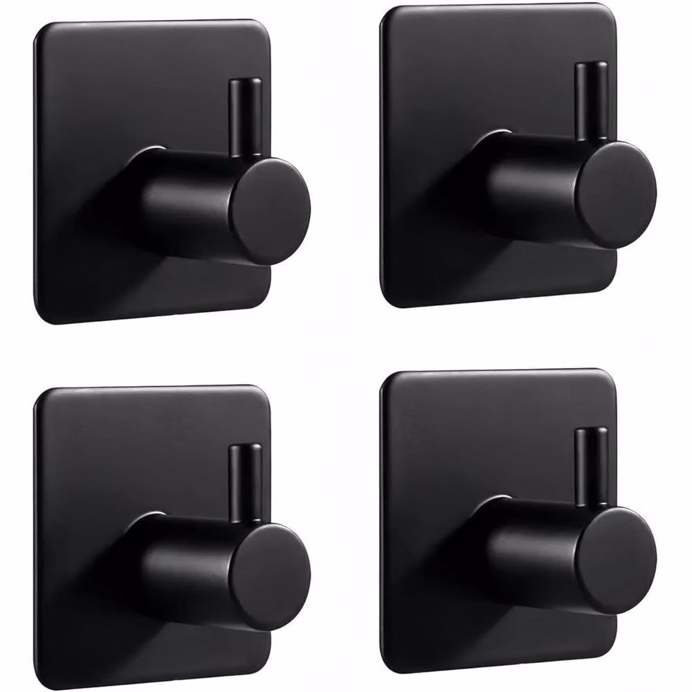 Korvixa 10-Pack 3M Waterproof Stainless Steel Adhesive Wall Hooks in Black – 4