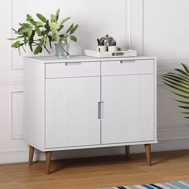 Berkfield Home MOLDE White Solid Wood Pine Sideboard, W/D/H: 90 x 40 x 80 cm