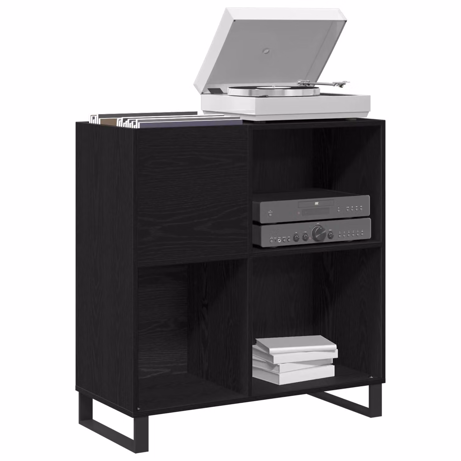 Berkfield Home Modern Record Cabinet in Black Oak, W/D/H: 84.5 x 38 x 90 cm – 3