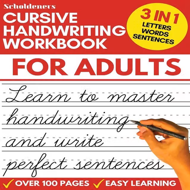 Scholdeners Cursive Handwriting Workbook for Adults to Learn Penmanship