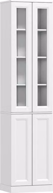 HOMCOM Tall White Bathroom Storage Cabinet with 6 Tiers, Adjustable Internal Shelves and 4 Soft-Close Hinged Doors, H 160 cm