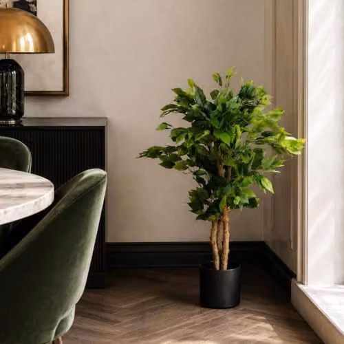 Leaf Design Realistic Artificial Ficus Tree in Green, Height: 90 cm – 2