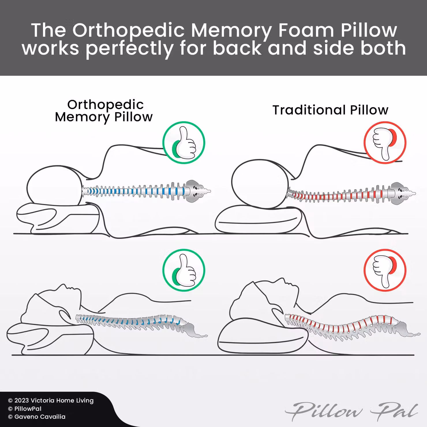 GAVENO CAVAILIA Orthopaedic Memory Foam and Latex Pillow in White with Removable Breathable Cover – 4