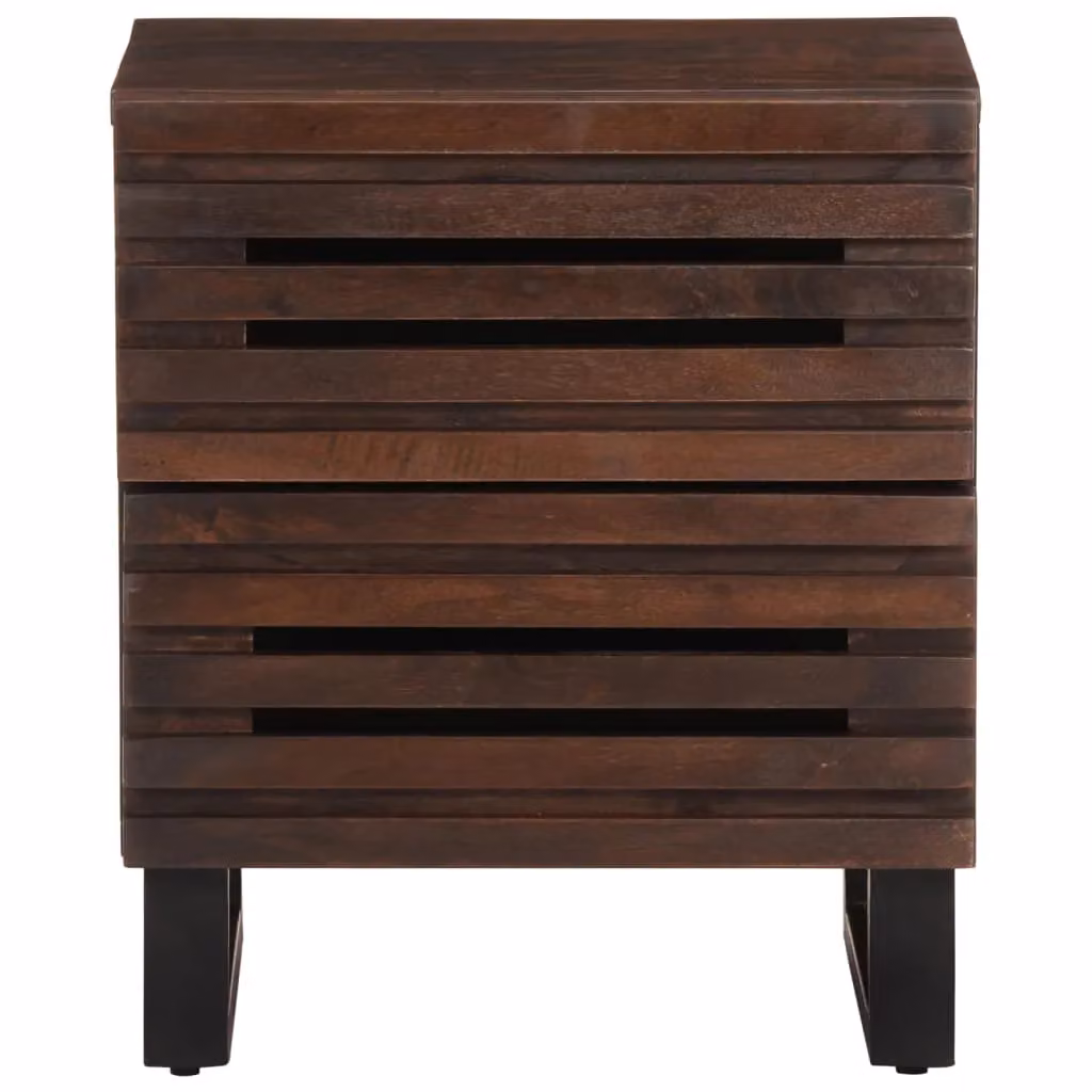 Berkfield Home Set of 2 Solid Mango Wood Bedside Cabinets in Brown, W/D/H: 40 x 33 x 46 cm – 3