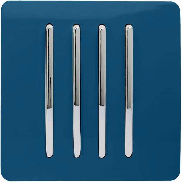 Trendi 4 Gang 2 Way Flush Rocker Single Plate Tactile Light Switch in Blue