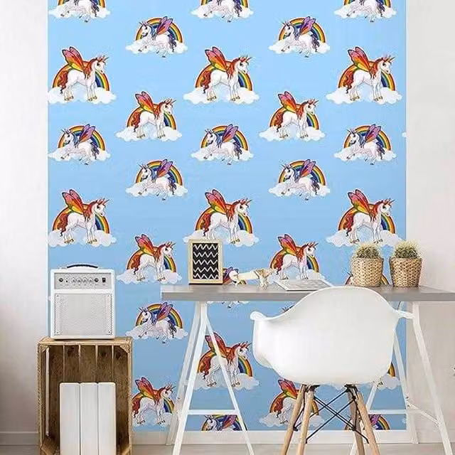 K Collection Unicorn and Rainbow Multicolour Animal Pattern Paper Wallpaper