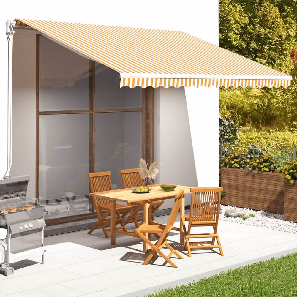 Berkfield Home Replacement Polyester Awning Fabric in Yellow and White, 4 x 3.5 m – 2