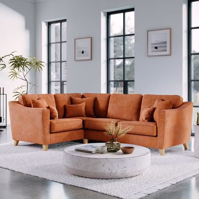 The Great Sofa Company Jackson Right Hand Facing Chenille Corner Sofa in Terracotta