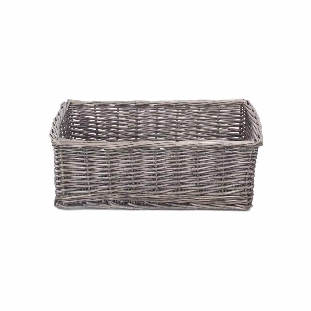 Red Hamper Rectangular Wicker Tray in Brown with Antique Wash Finish – 2