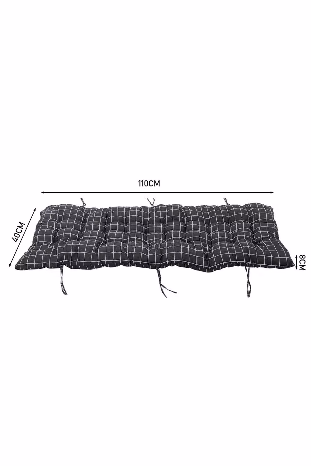 Living and Home Black Plaid Print Button Tufted Beach Chair Seat Cushion, W: 40 cm, L: 110 cm – 3