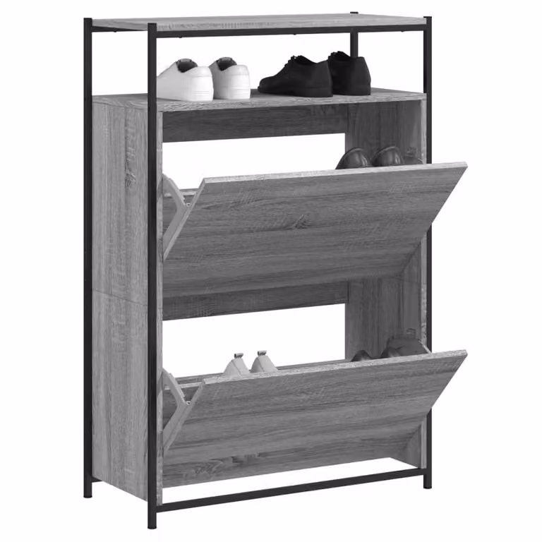 Berkfield Home Grey Sonoma Shoe Cabinet with Tilting Compartments, W/D/H: 75 x 34 x 112 cm
