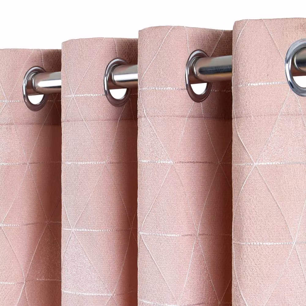 New Edge Blinds Siena Geometric Unlined Jacquard Eyelet Curtains in Blush Pink, Width: 168 cm, Drop: 229 cm – 2