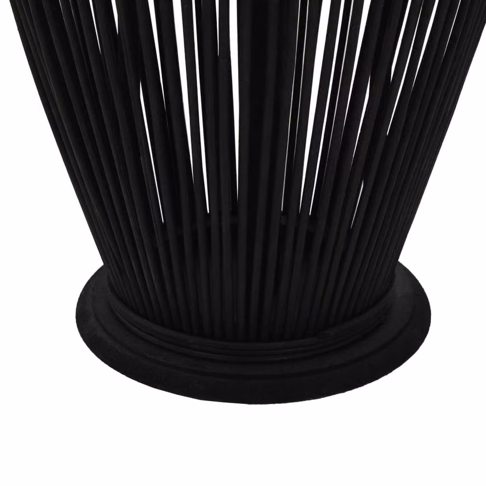 Berkfield Home Hanging Bamboo Candle Lantern Holder in Black with Glass, Height: 95 cm – 3