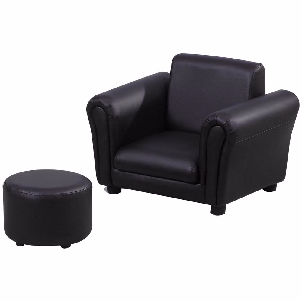 STILVORA Children's Armchair with Footstool in Black – 4