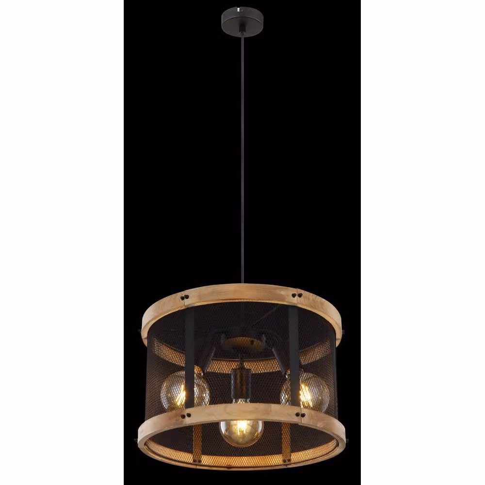 Netlighting Jeanie Cylindrical Pendant Ceiling Light in Black with 3x E27 Sockets – 2