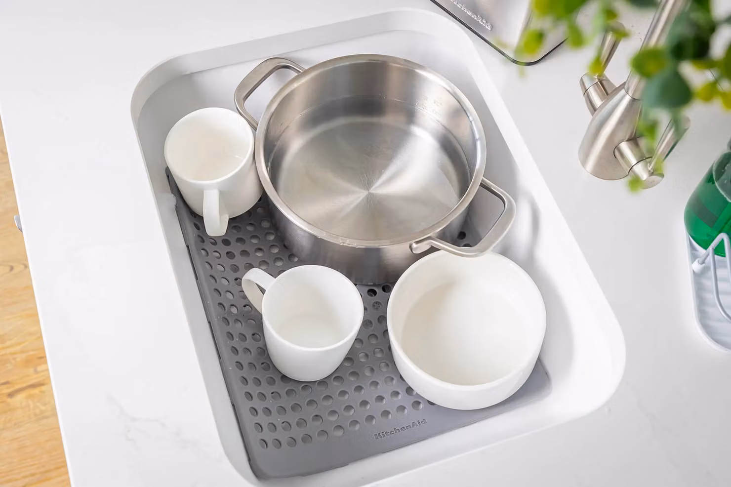 KitchenAid Grey Rectangular Silicone Sink Mat W: 34.0 cm, D: 29.5 cm – 3