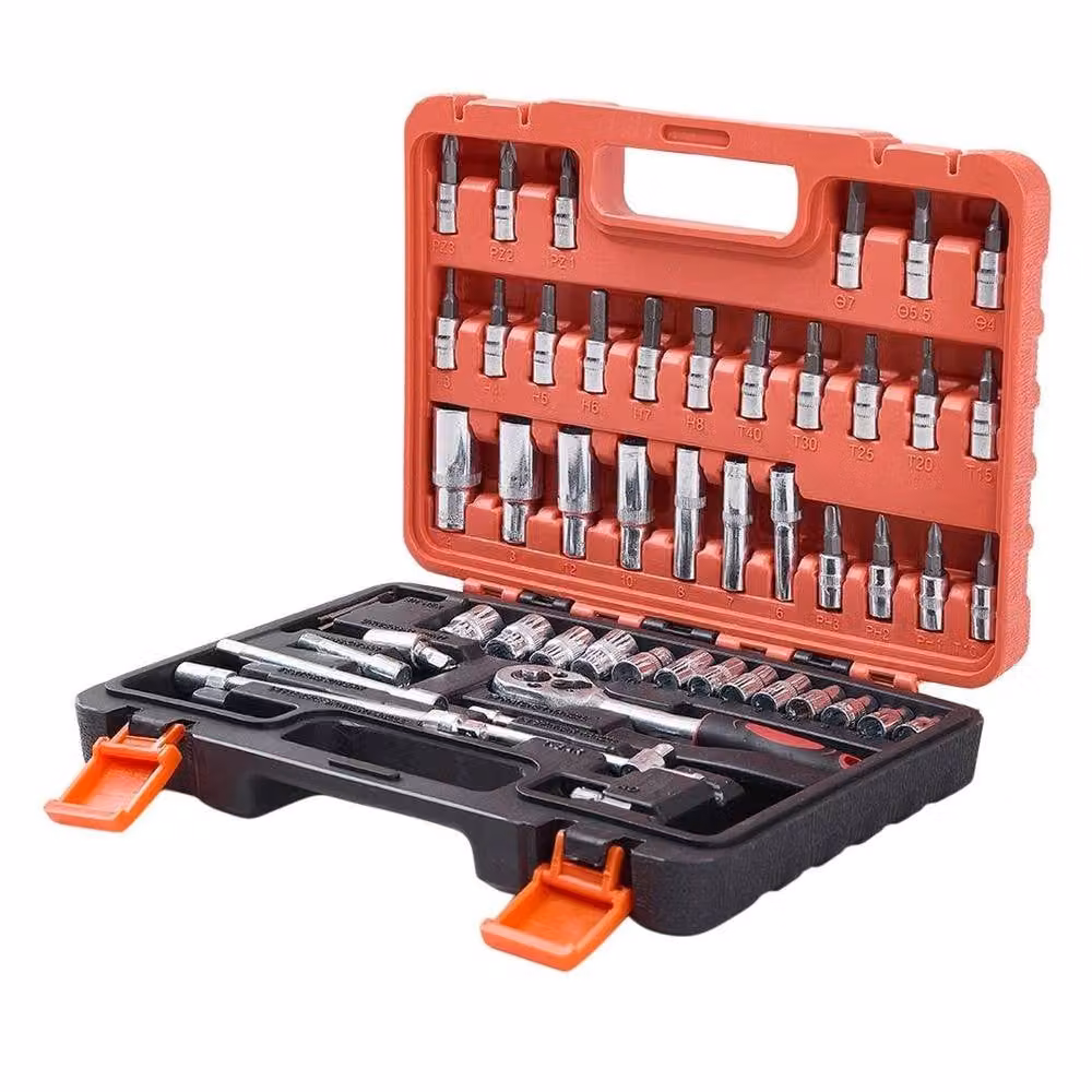 FLAVORA 53-Piece Stainless Steel Home and Car Repair Tool Set in Black – 2