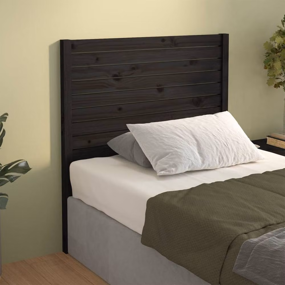 Berkfield Home Black Rustic Solid Pine Wood Bed Headboard W/D/H: 96 x 4 x 100 cm – 2