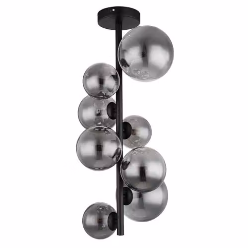 Globo Lighting Retro Style Sphere Ceiling Light in Black with Smoke Glass Shades – 2