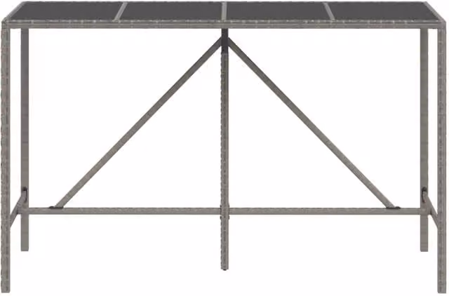 Berkfield Home Beautiful Bar Table with Glass Top in Grey Poly Rattan, W/D/H: 180 x 70 x 110 cm – 1