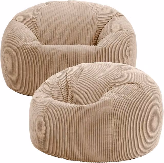 ICON Kingston Classic Corduroy Beanbag 2 Pack in Beige – 2