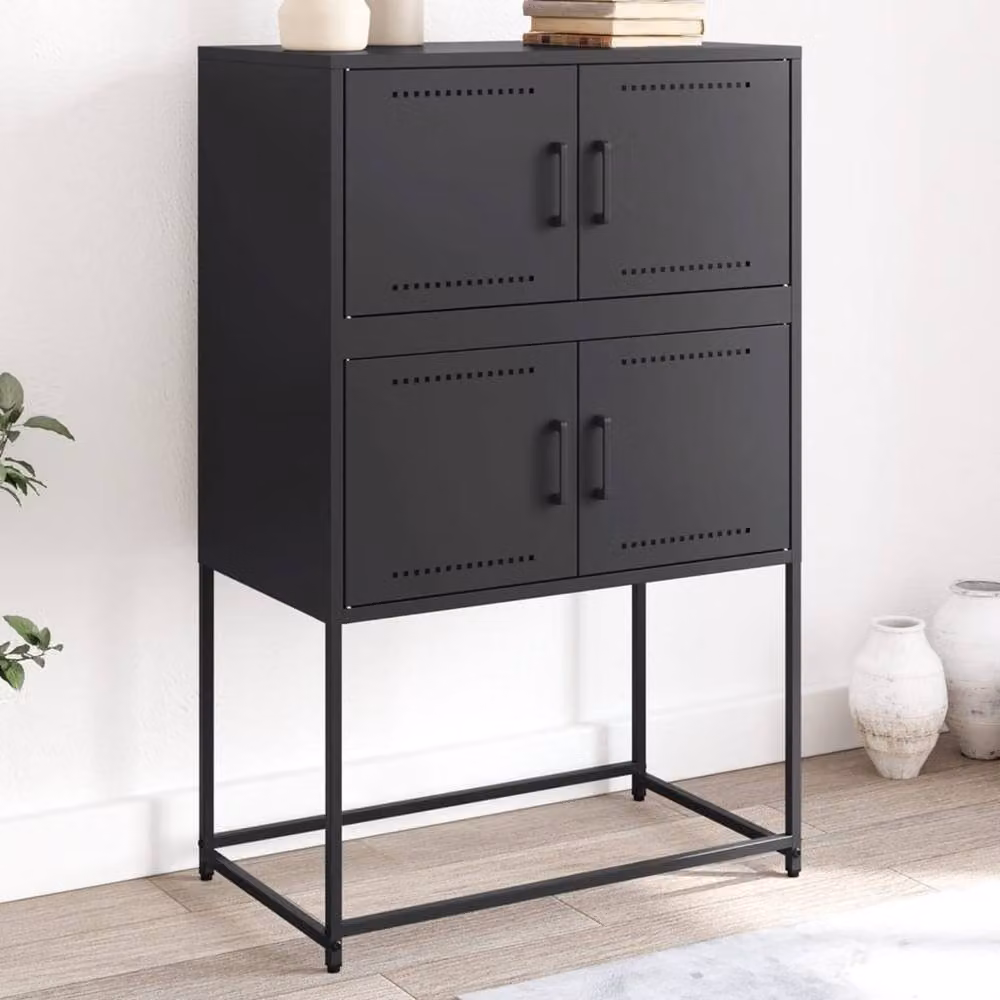 Berkfield Home Industrial Metal Sideboard in Matt Black, W: 68.5 cm, D: 38.5 cm, H: 107 cm – 2